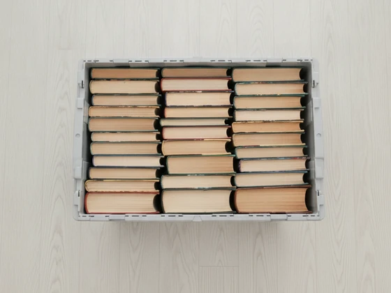 A crate packed with books