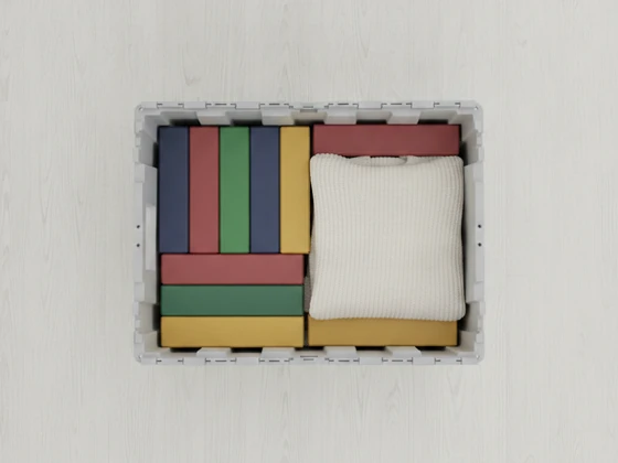 A crate packed with board games